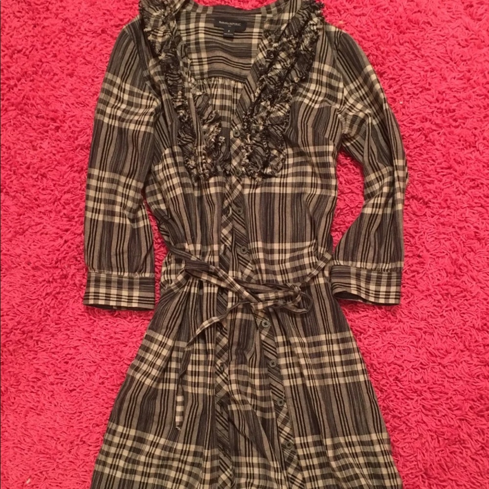 Button up plaid shirt dress